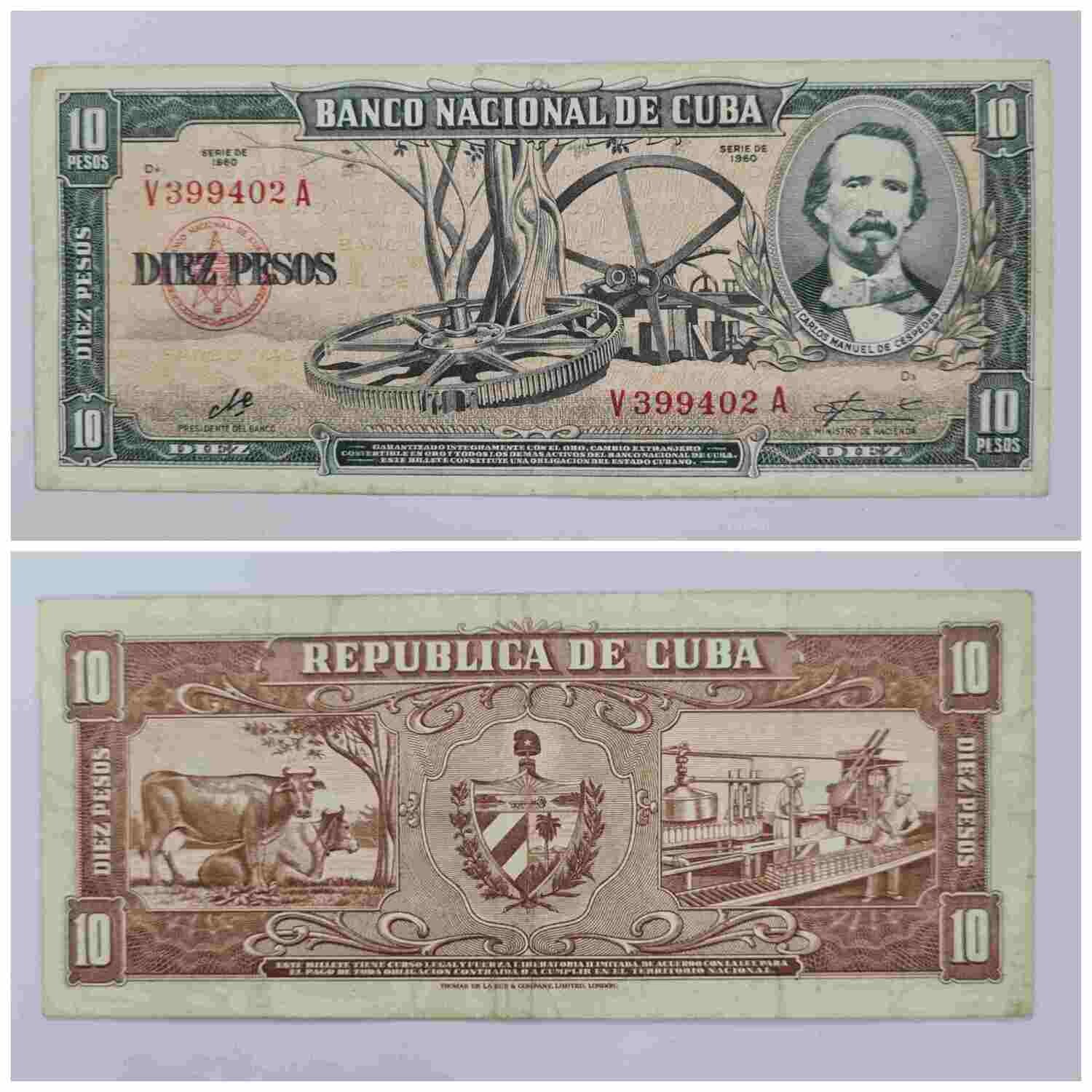 CUBA– 10 PESOS USED CURRENCY- CHE GUEVARA SIGNED