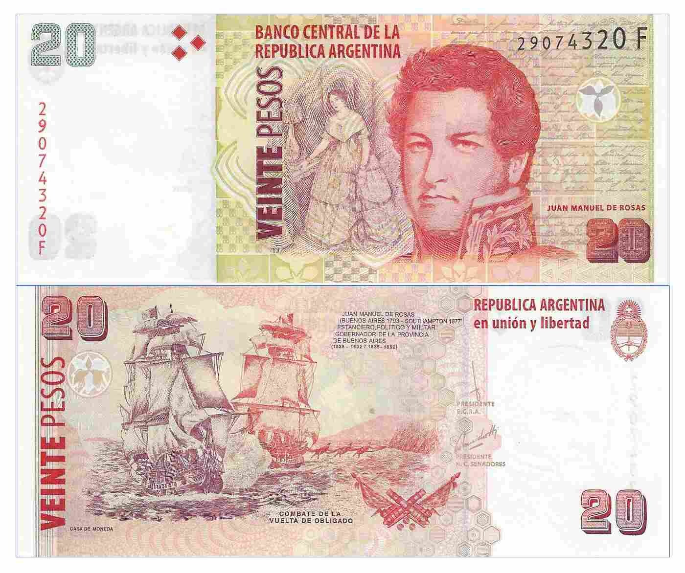 ARGENTINA 20 PESOS UNC