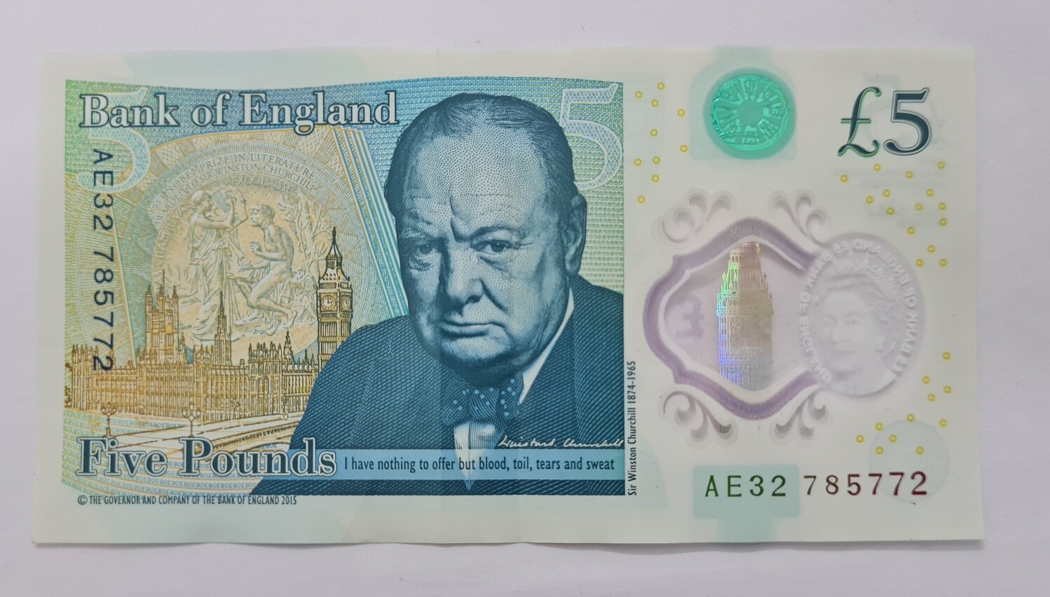 ENGLAND-5 POUND -Sir Winston Churchill -USED