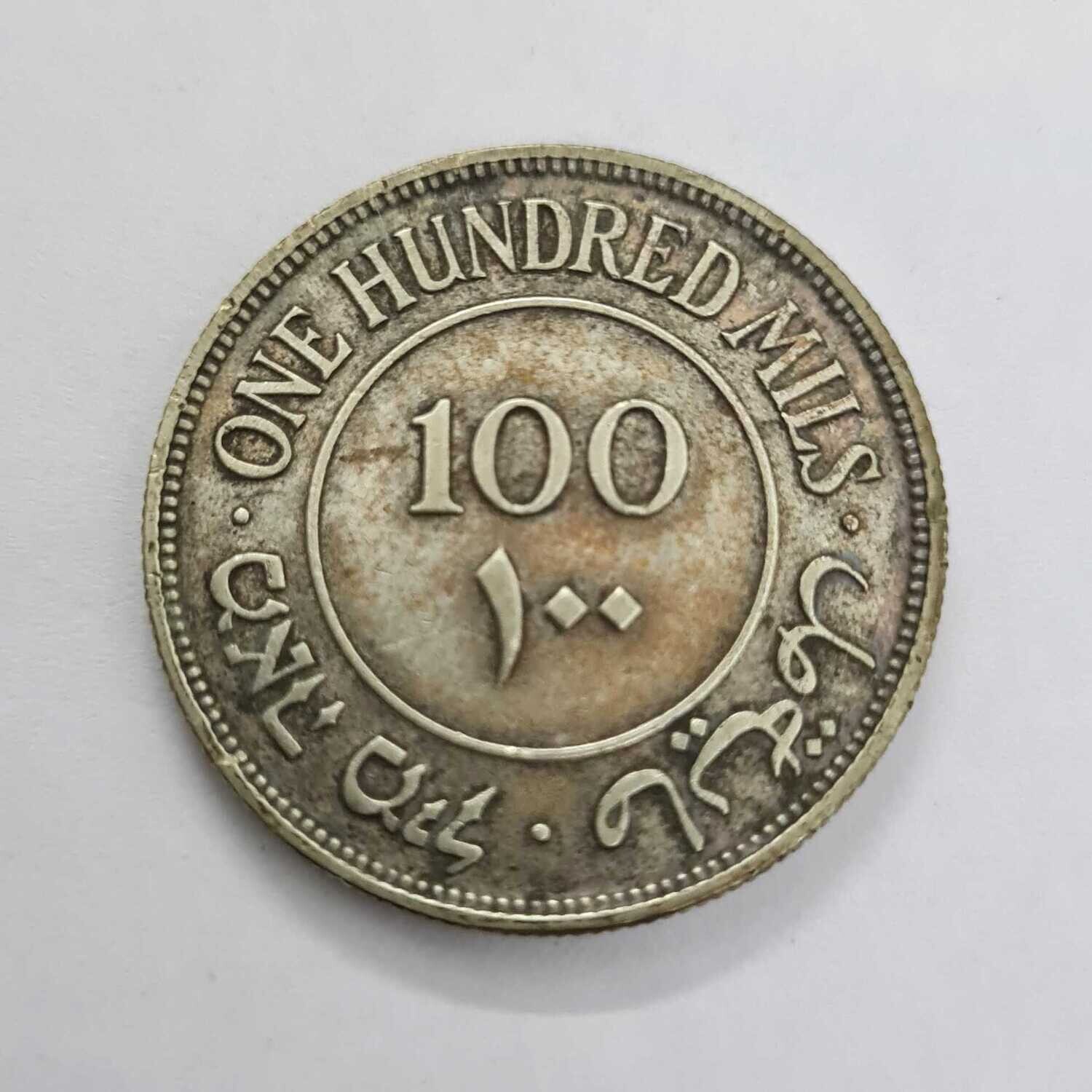 PALESTINE-100 MILS-SILVER