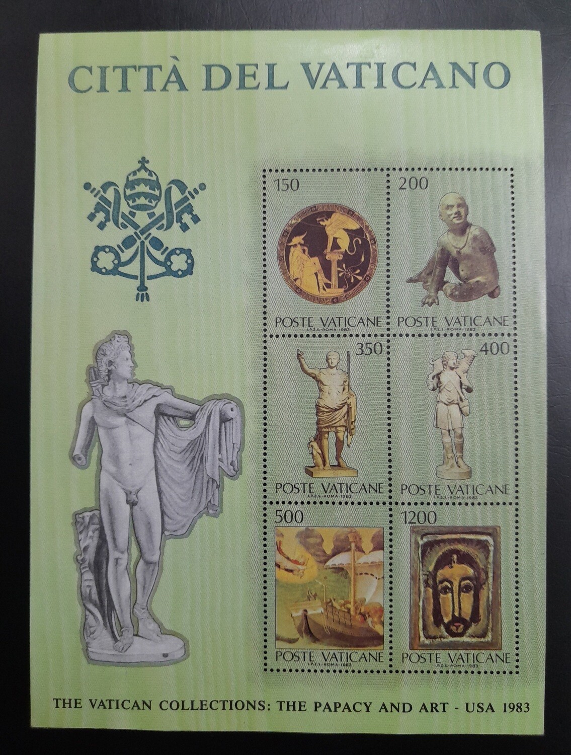 MINIATURE SHEET, VATICAN CITY 1983 : THE VATICAN COLLECTIONS, THE PAPACY AND ART , MNH