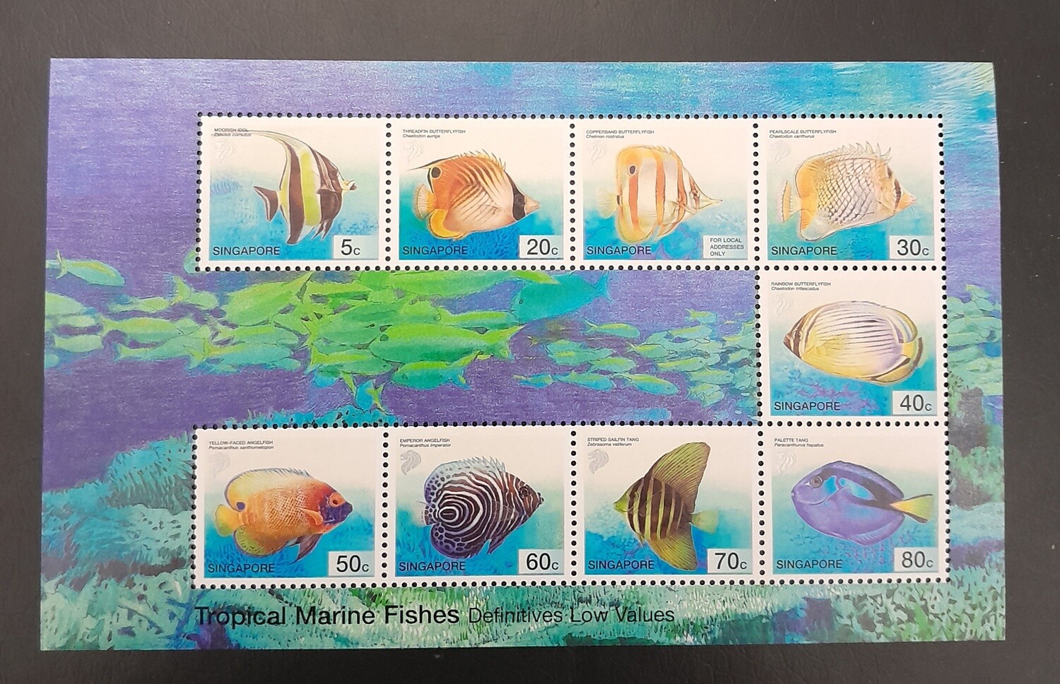 MINIATURE SHEET- SINGAPORE ,TROPICAL MARINE FISHES, MNH