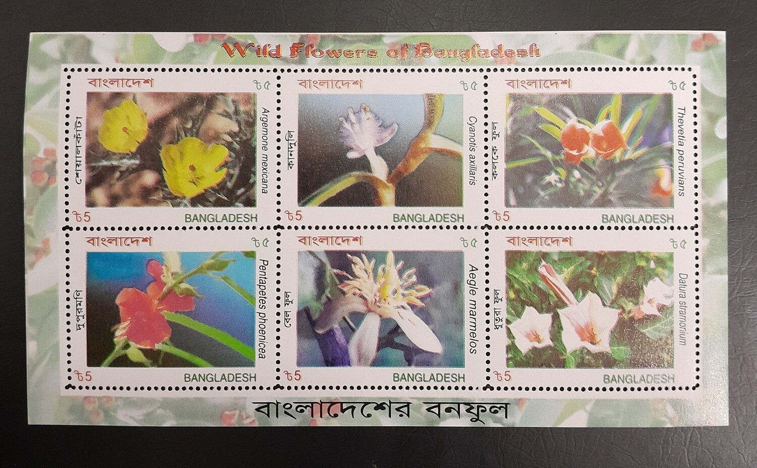 MINIATURE SHEET-BANGLADESH ,WILD FLOWERS OF BANGLADESH, YEAR- 2004, MNH