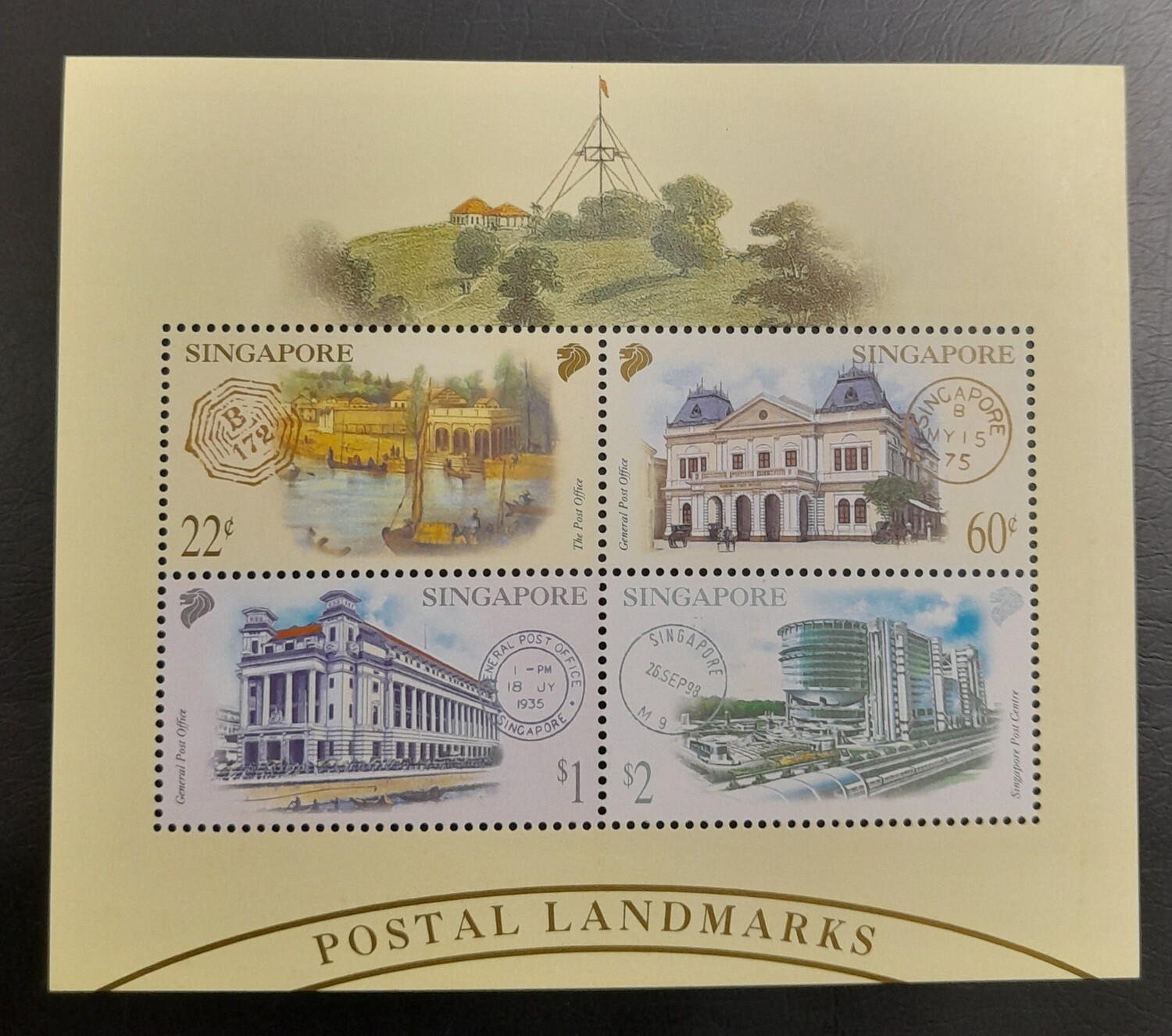 MINIATURE SHEET- SINGAPORE, POSTAL LANDMARKS OF SINGAPORE, MNH