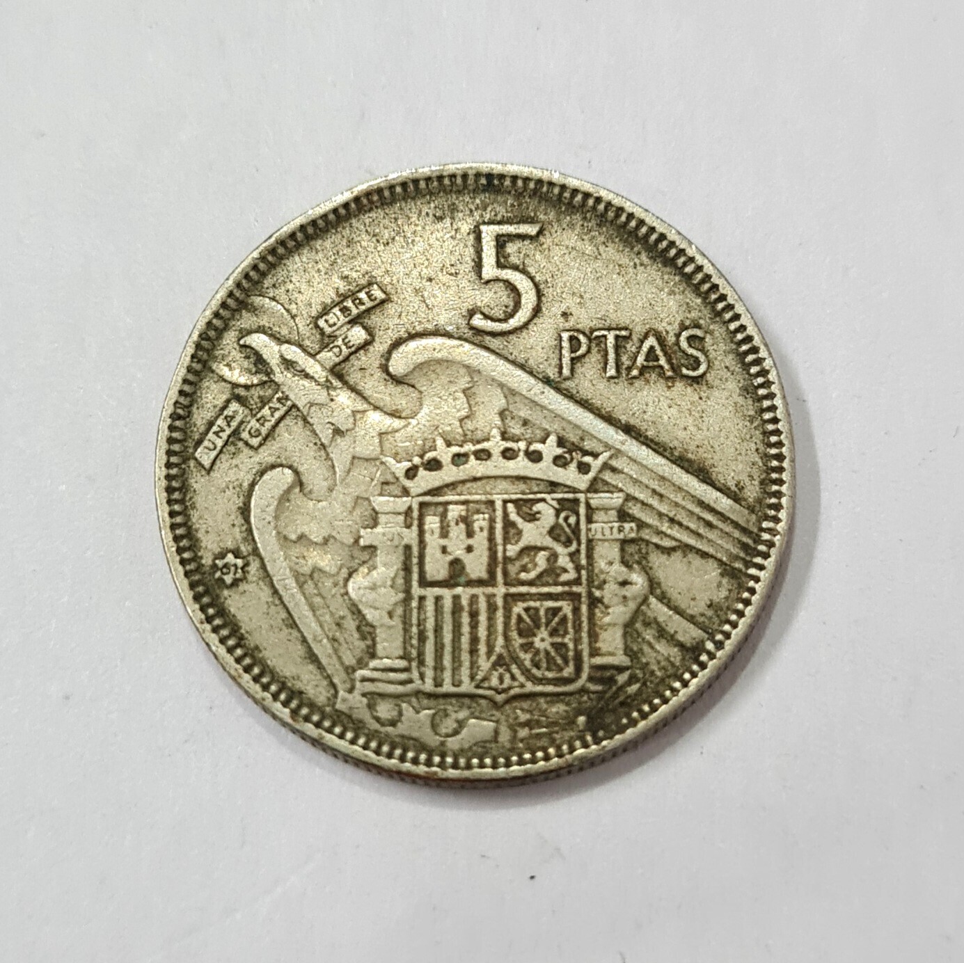 SPAIN-5 PESETAS-FRANCISCO FRANCO-1957