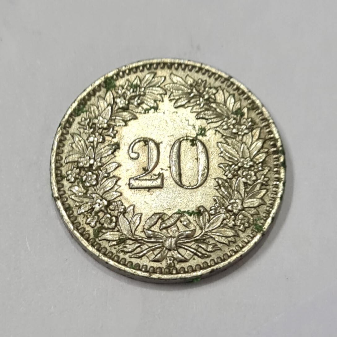 SWITZERLAND-20 RAPPEN-1924-B MINT
