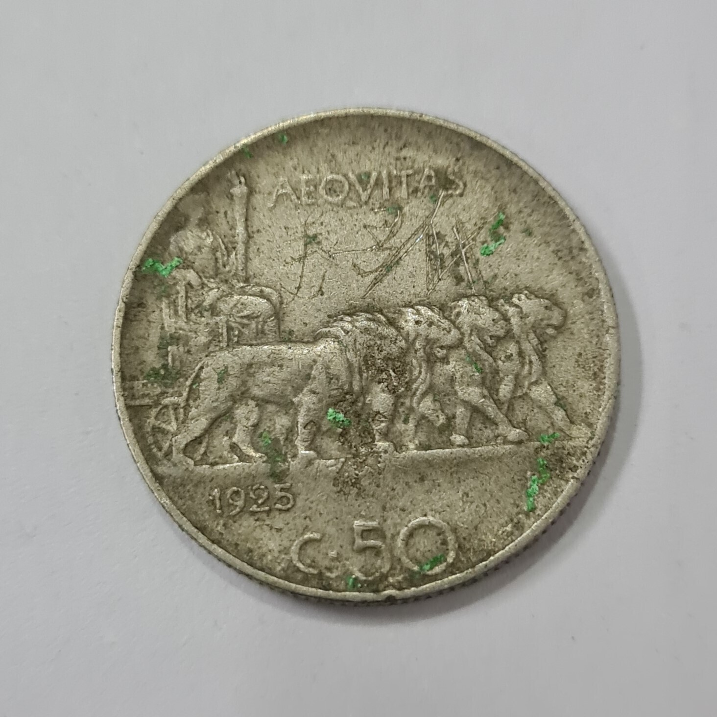 ITALY-50 CENTESIMI - VITTORIO EMANUELE III-1925