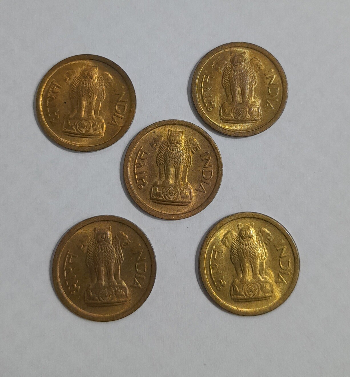 INDIA- 1 PAISA YEAR- 1964 UNC  SET OF 5 COINS