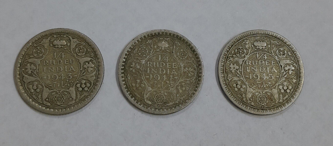 GEORGE VI- 3 COINS SET -1943,1944&amp; 1945