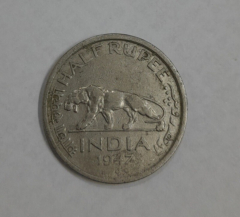 BRITISH INDIA HALF RUPEE 1947
