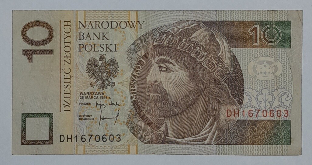 POLAND 10 ZLOTYCH 1994 VF