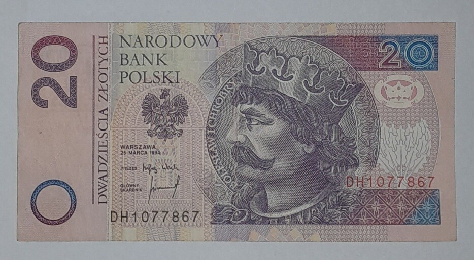 POLAND 20 ZLOTYCH 1994 VF