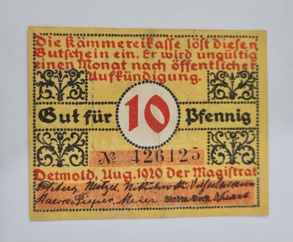 10 PFENNIG- CITY OF DETMOLD 1920