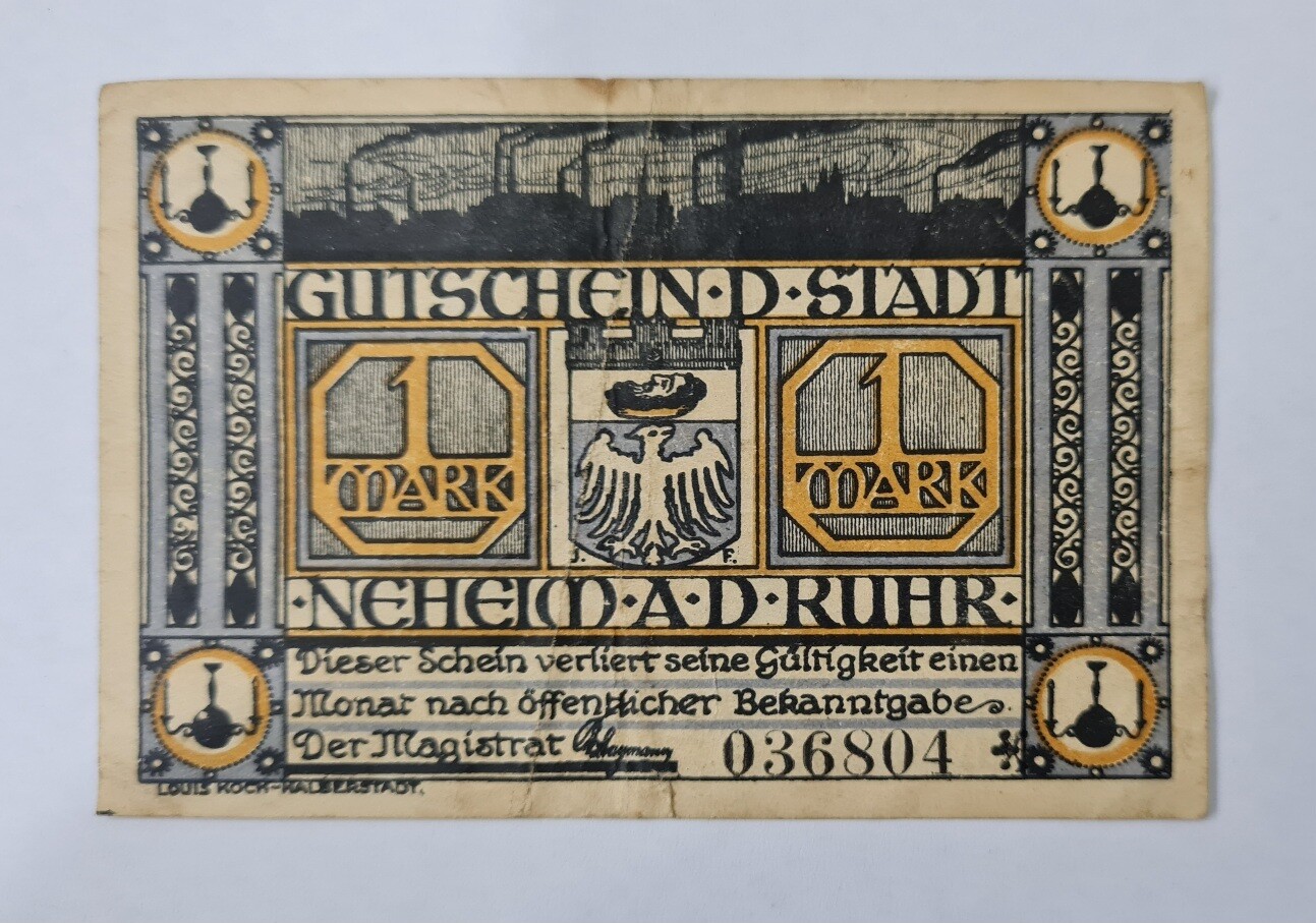 CITY OF NEHEIM 1 MARK ( PRUSSIAN PROVINCE OF WESTPHALIA) 1914-24