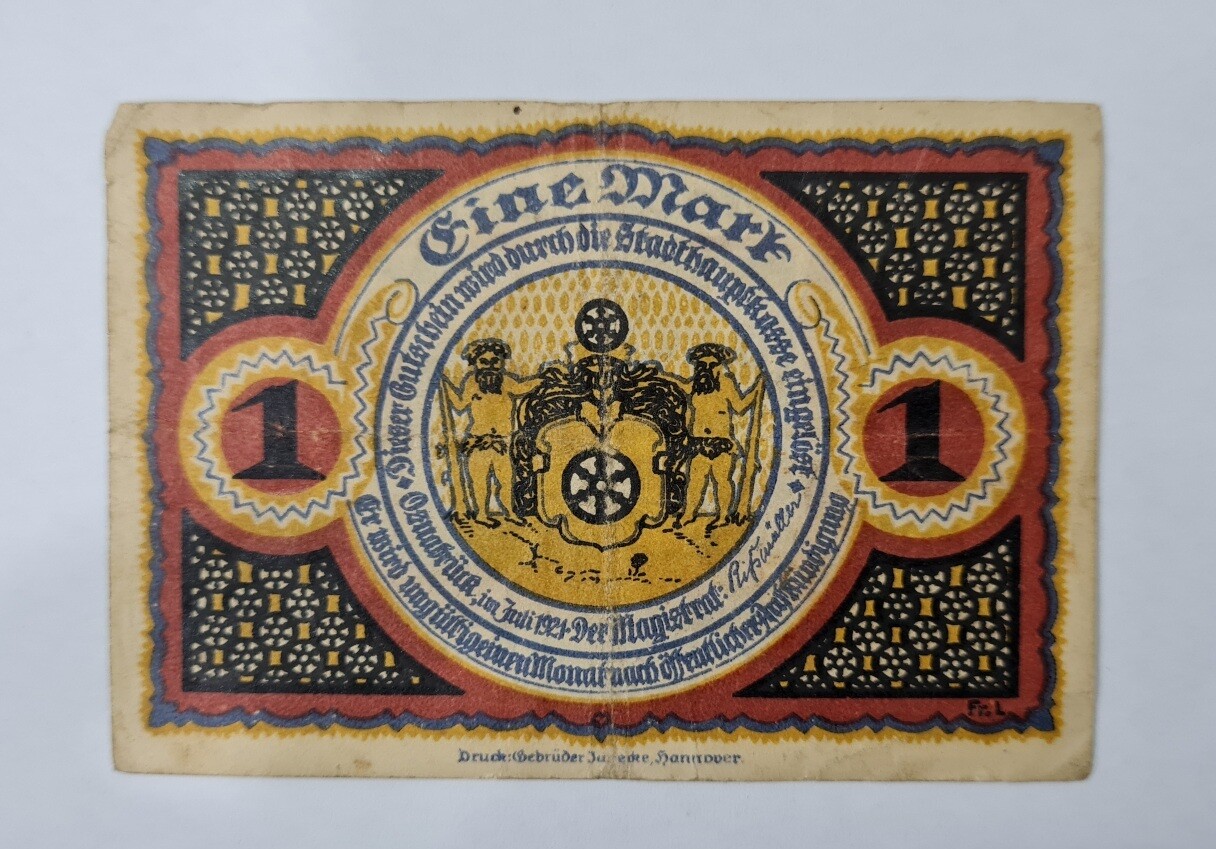 CITY OF OSNABRUCK 1 MARK 1921 ( PRUSSIAN PROVINCE HANOVER)