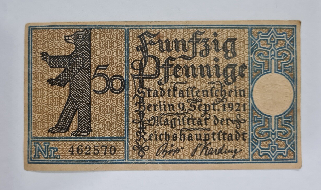PRUSSIAN PROVINCE OF BERLIN( GERMAN NOTEGELD) 50 PFENNIG 1921