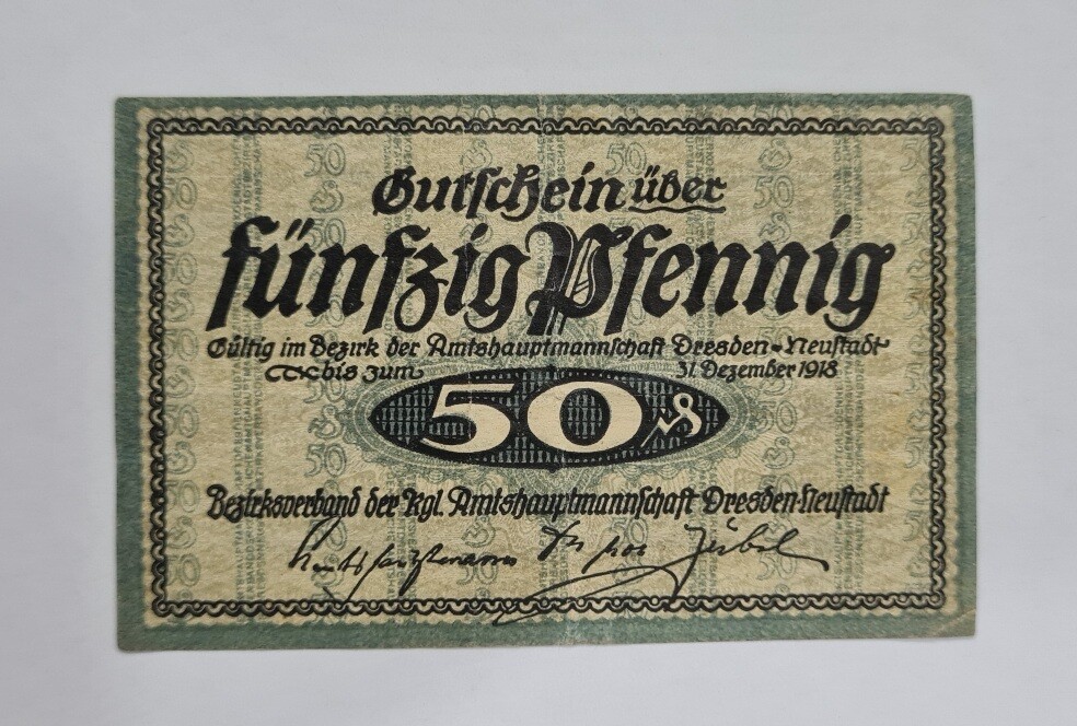 DISTRICT OF DRESDEN-NEUSTADT 50 PFENNIG 1918