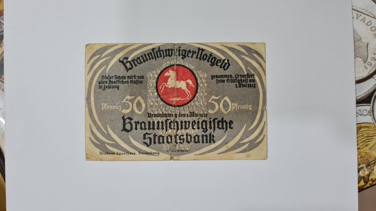 FEDERAL STATE OF BRUNSWICK 50 PFENNIG 1921