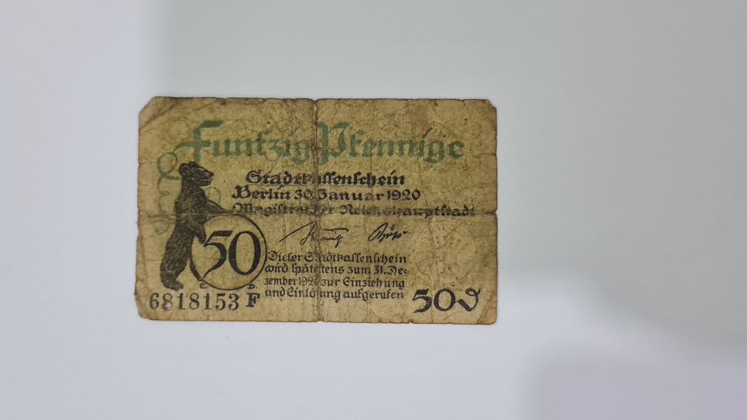 PRUSSIAN PROVINCE OF BERLIN 25 PFENNIG USED BANKNOTE 1920