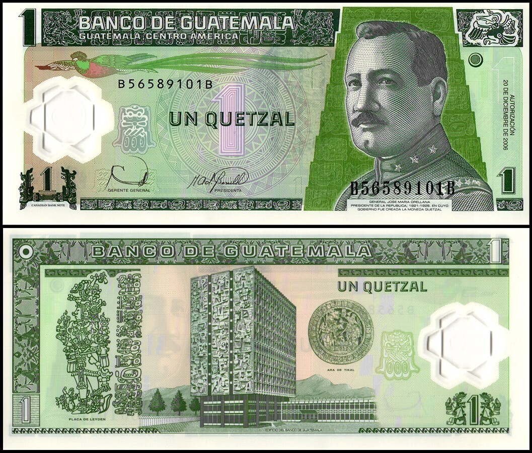 GUATEMALA 1 QUETZALE POLYMER UNC