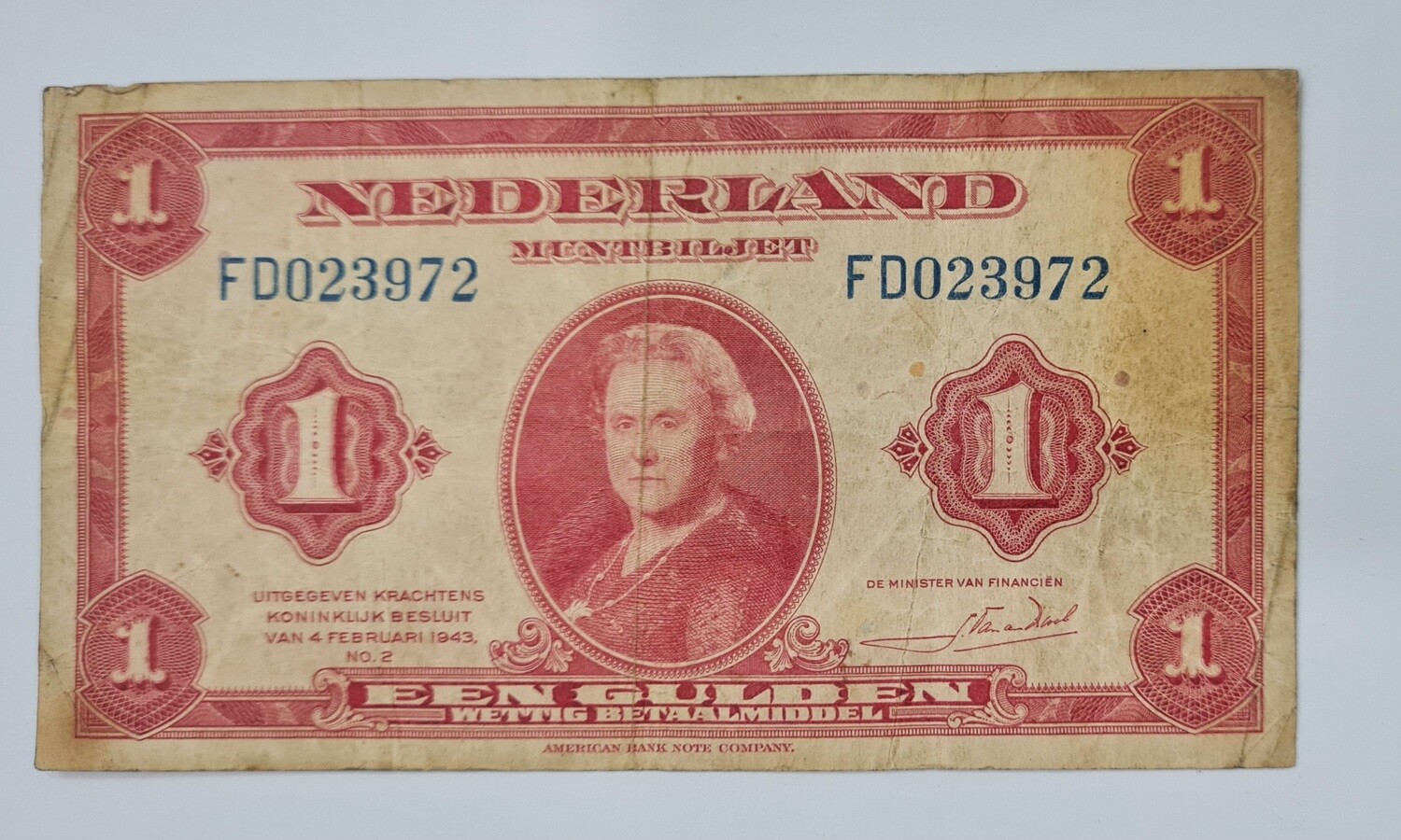 NETHERLAND 1 GULDEN -1943