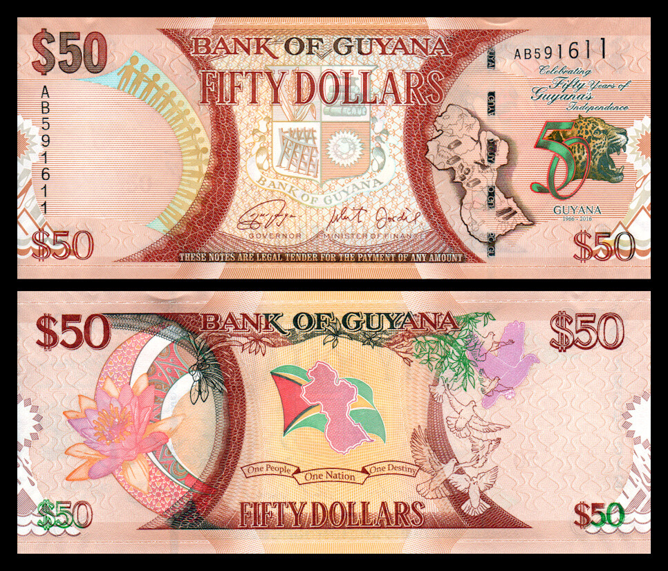 GUYANA 50 DOLLARS COMMEMORATIVE UNC