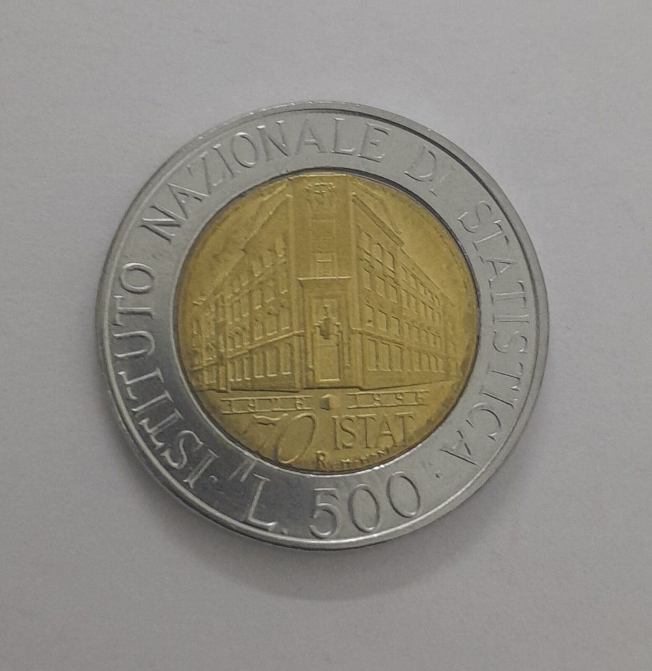 ITALY 500 LIRE 1996- 70th ANNIVERSARY OF ITALIAN INSTITUTE OF STATISTICS