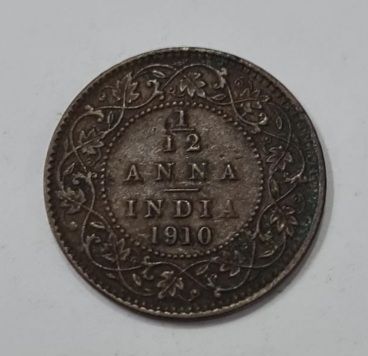 BRITISH INDIA 1/12 ANNA 1910