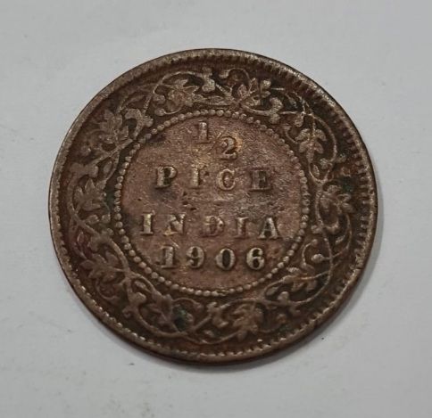 BRITISH INDIA 1/2 PICE 1906
