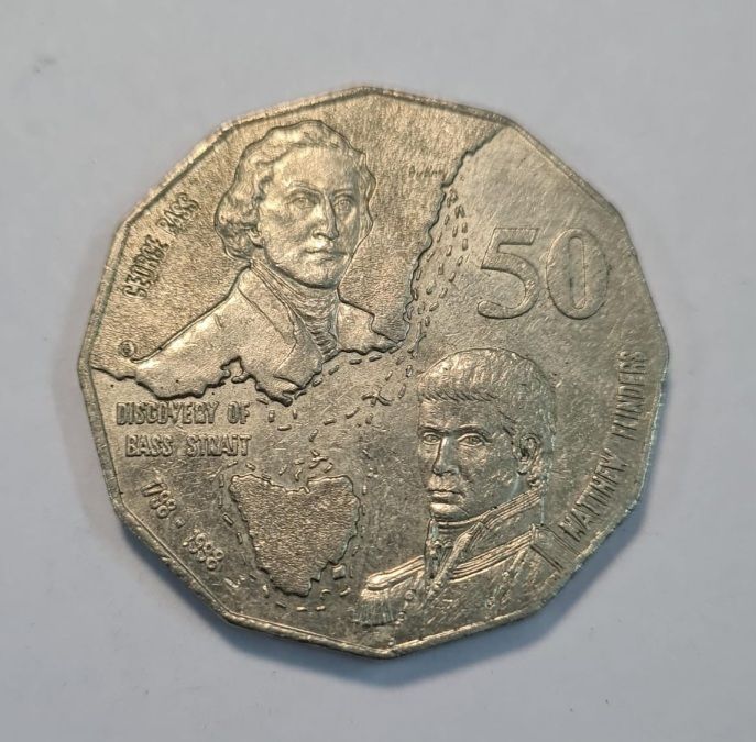 AUSTRALIA 50 CENTS 1998, 200TH ANNIVERSARY OF DISCOVERY OF BASS STRAIT