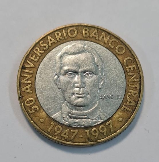 DOMINICAN REPUBLIC 5 PESOS 1999-50th ANNIVERSARY OF CENTRAL BANK
