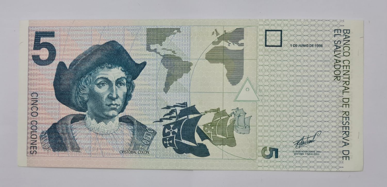 ​EL SALVADOR COLUMBUS-5 COLONES AUNC
