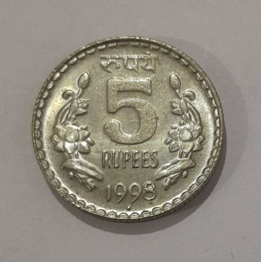 5 RUPEES-1998, MINT-BOMBAY UNC