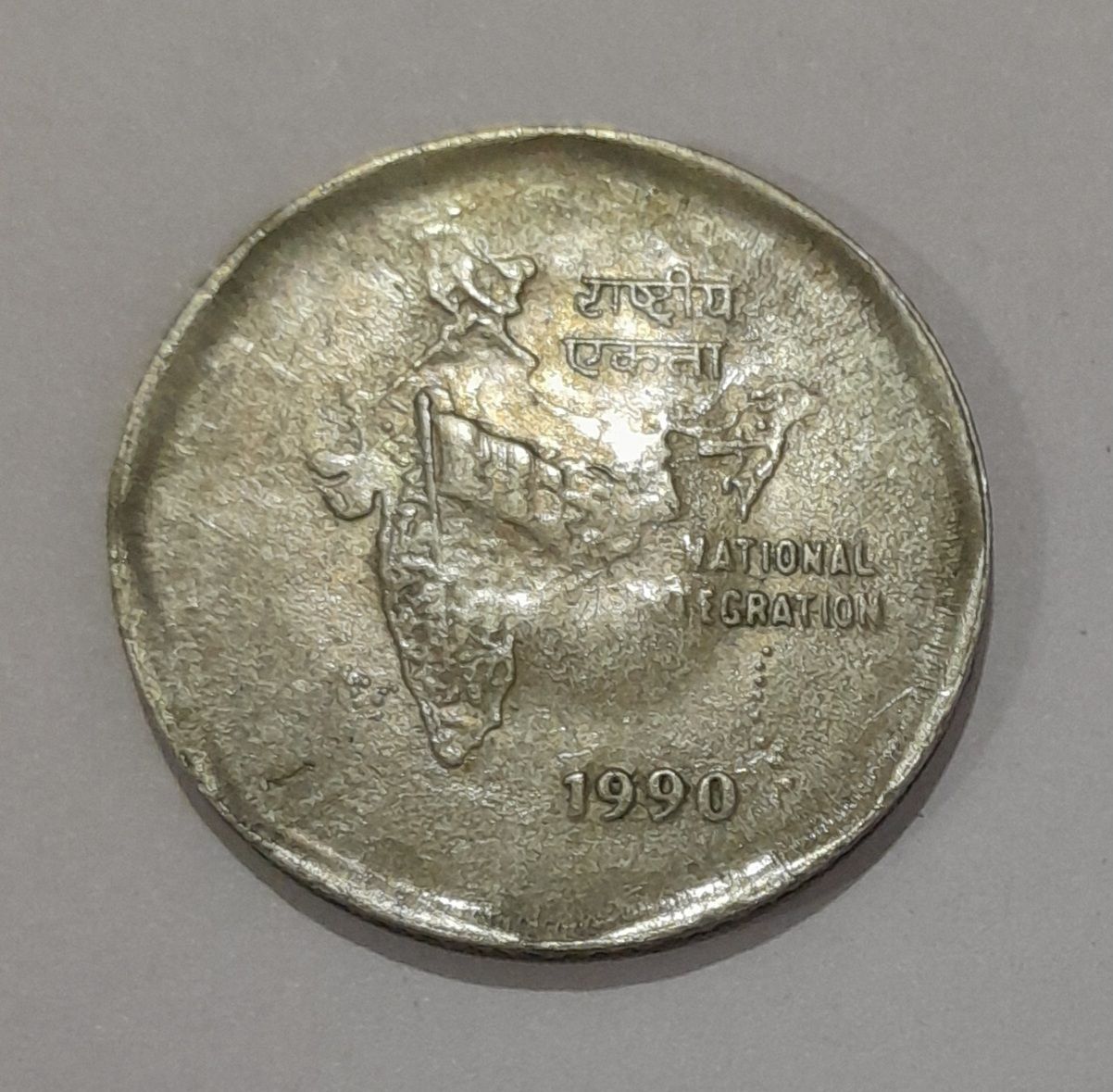 2 RUPEES-1990,CALCUTTA MINT, SCARCE