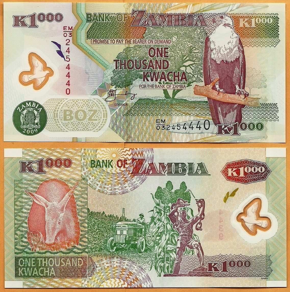 ZAMBIA 1000 KWACHA POLYMER UNC