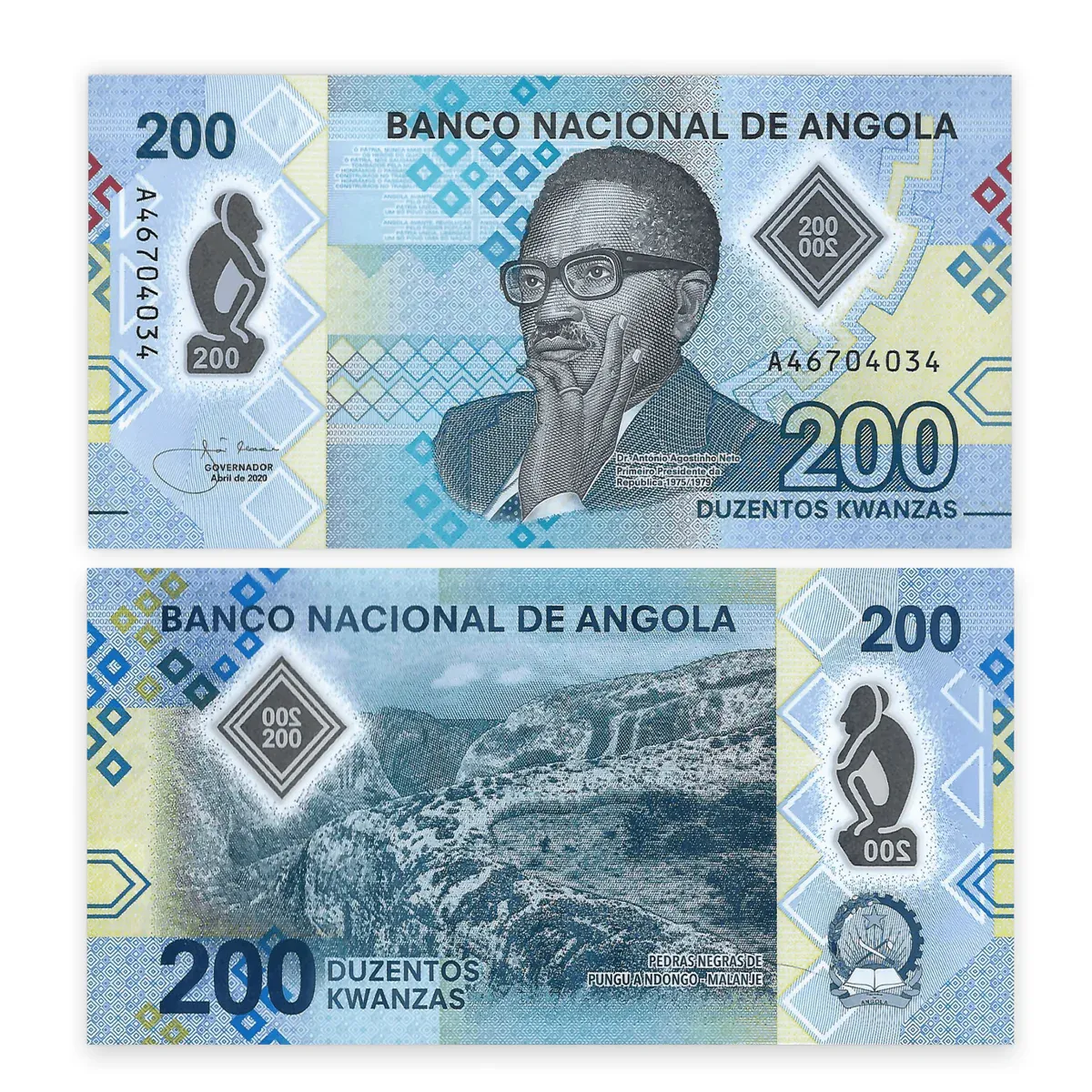 ANGOLA 200 KWANZAS POLYMER UNC