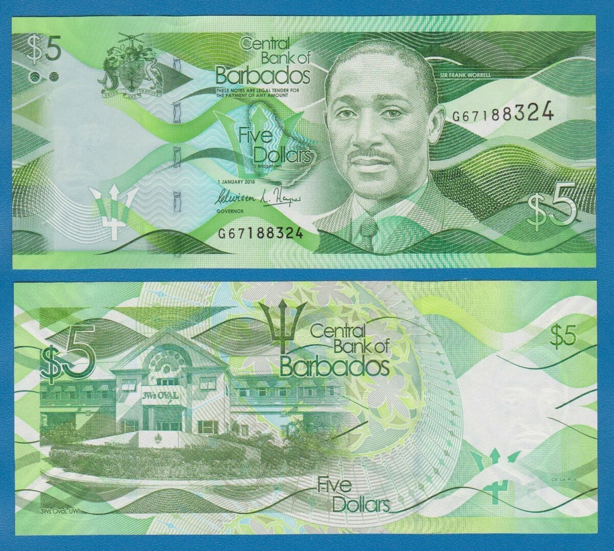 BARBADOS 5 DOLLARS UNC