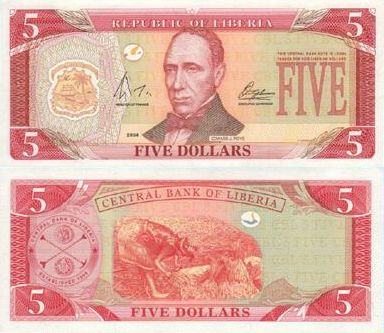 LIBERIA 5 DOLLARS UNC