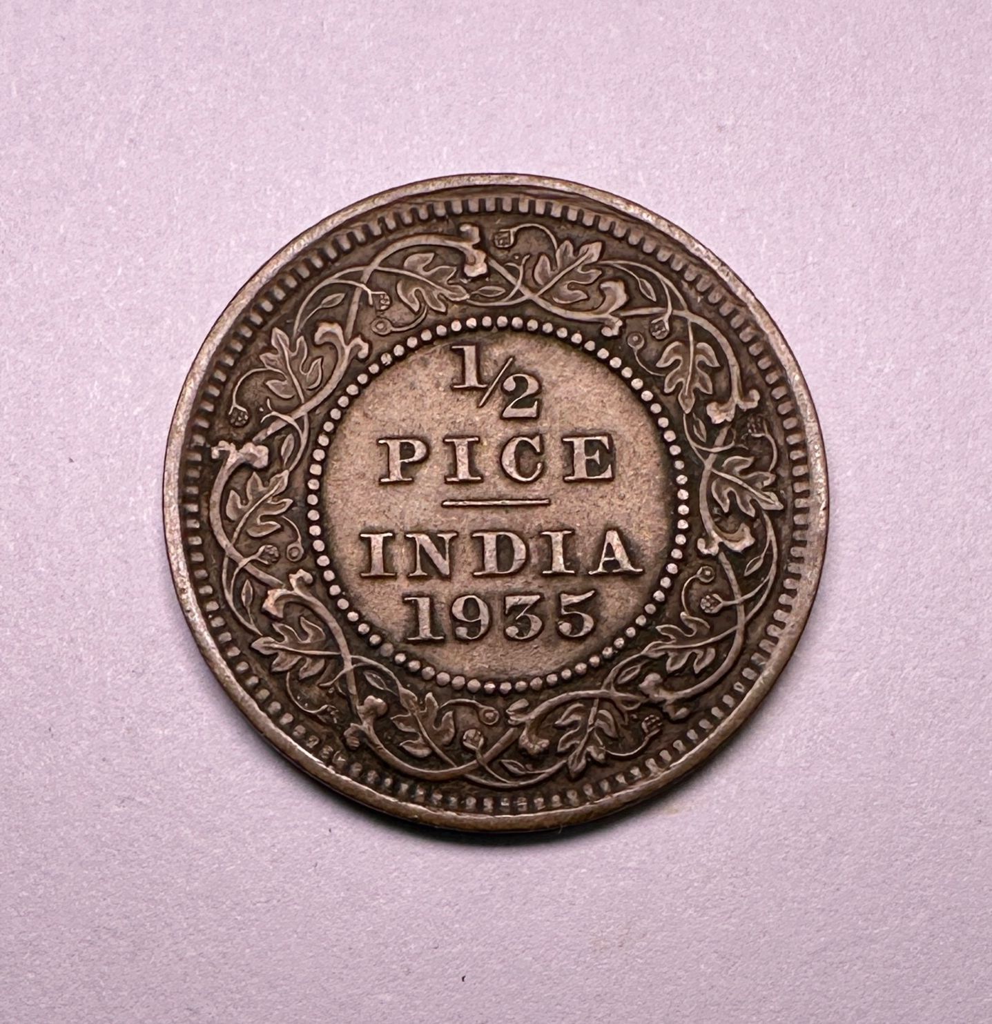 BRITISH INDIA -1/2 PICE 1935