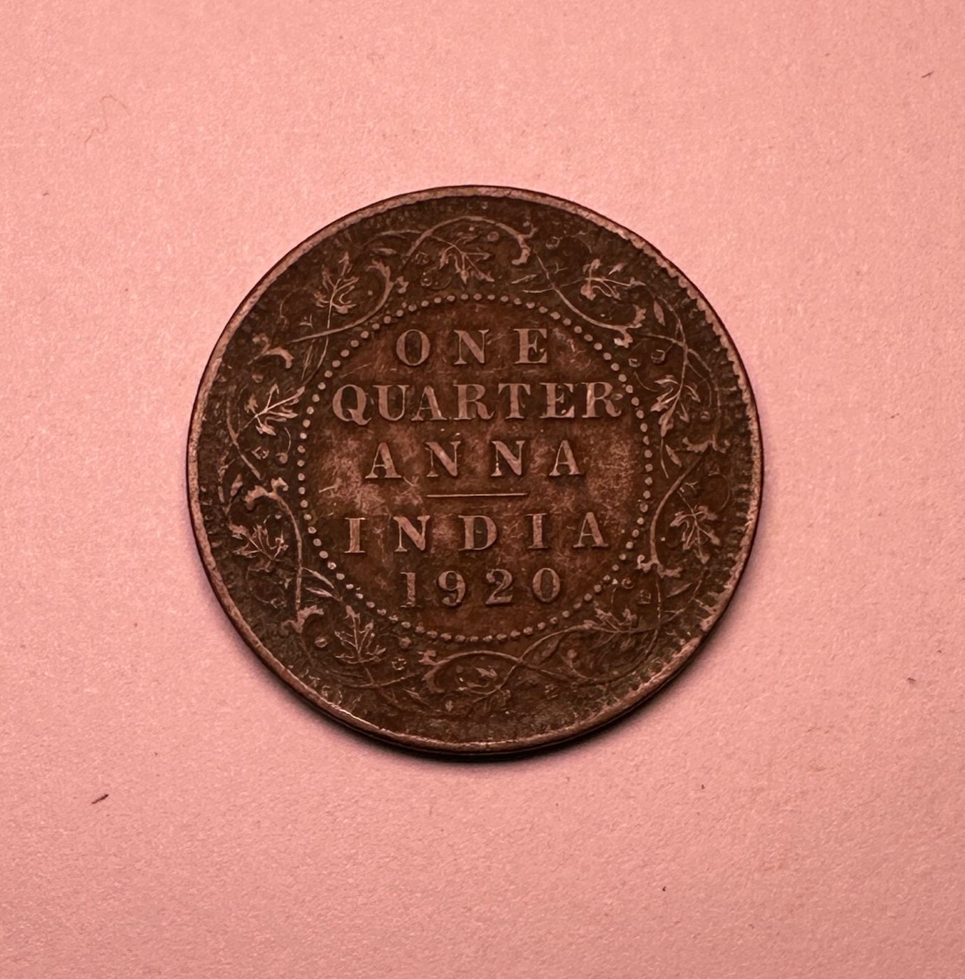 BRITISH INDIA-ONE QUARTER ANNA-1920