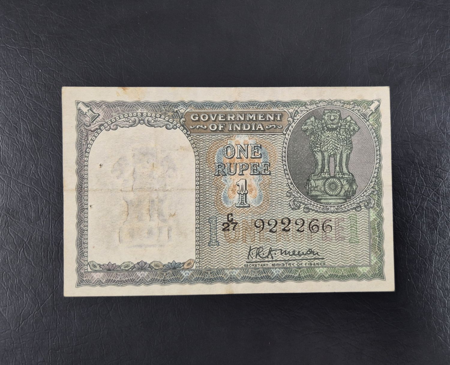 ONE RUPEE-K.R.K MENON- EX RARE- 1949