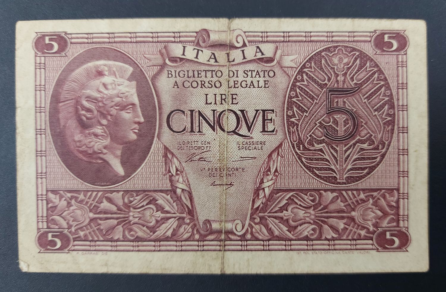 ITALY- 5 LIRE 1944