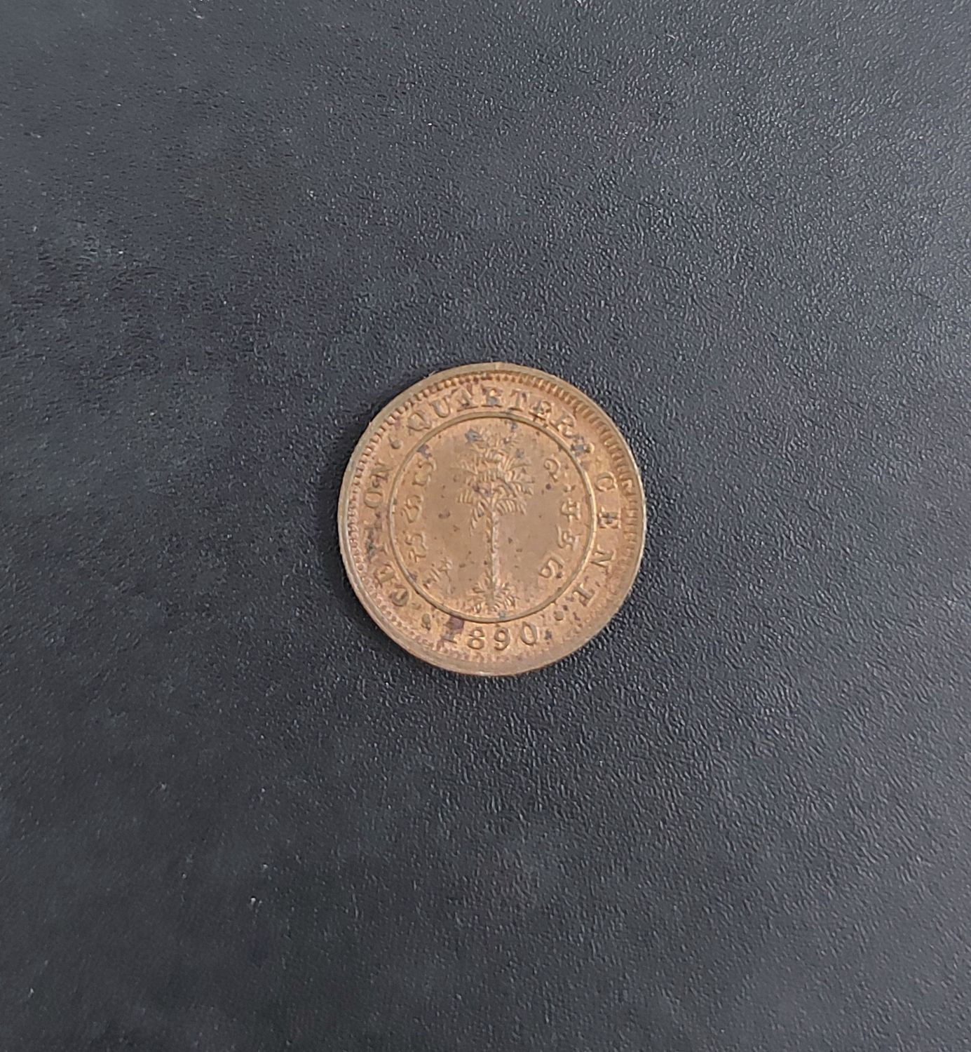 BRITISH CEYLON-1/4 CENT-1890-VICTORIA QUEEN-UNC