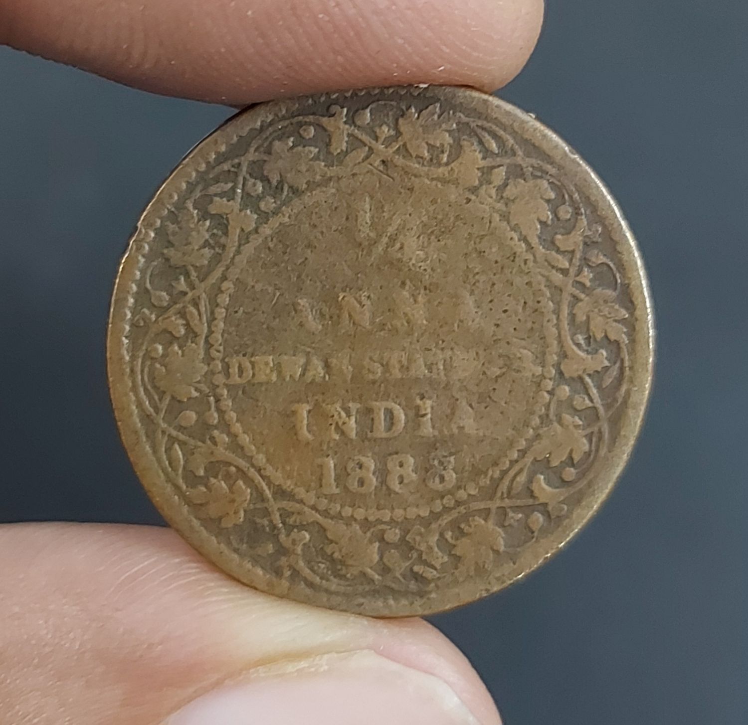 DEWAS STATE-SENIOR BRANCH-QUARTER ANNA-1888-RARE