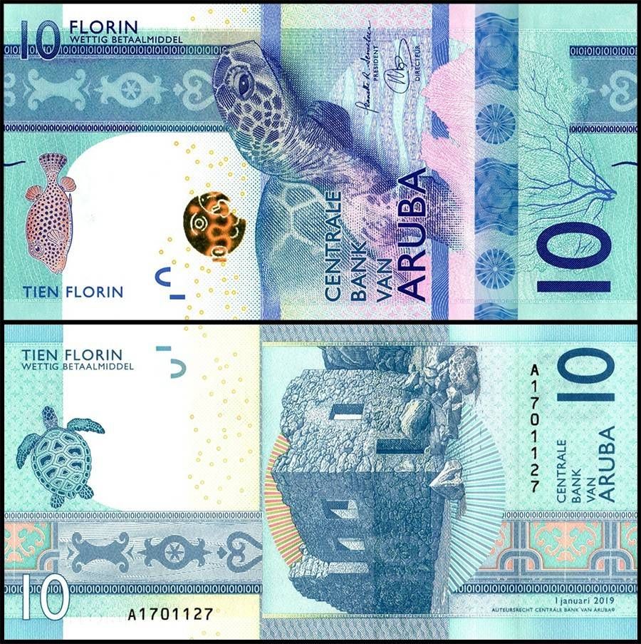 ARUBA 10 FLORINS UNC