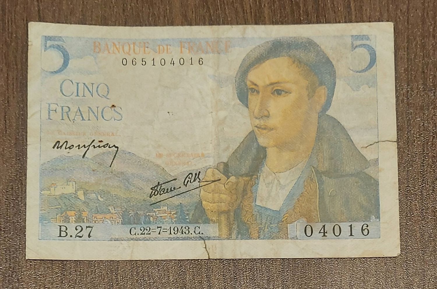 FRANCE 5 FRANCS RARE NOTE