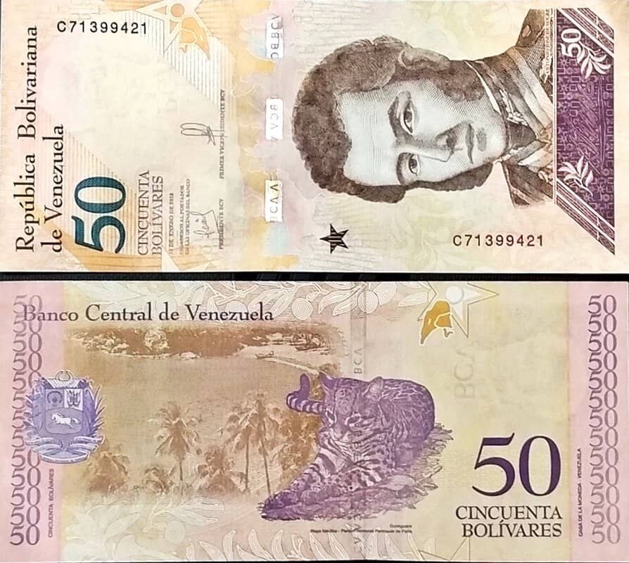 VENEZUELA 50 BOLIVARES UNC