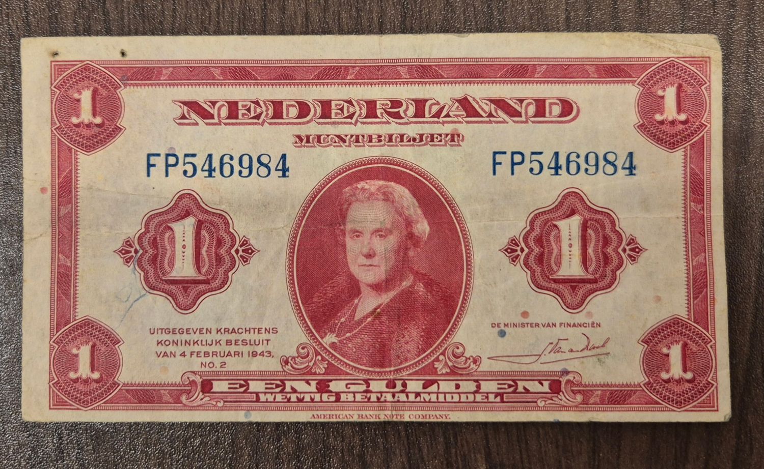 NETHERLAND 1 GULDEN -1943