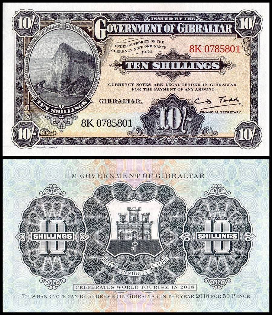 GIBRALTAR 10 SHILLINGS UNC