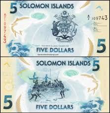 SOLOMON ISLANDS 5 DOLLAR POLYMER BANKNOTE UNC